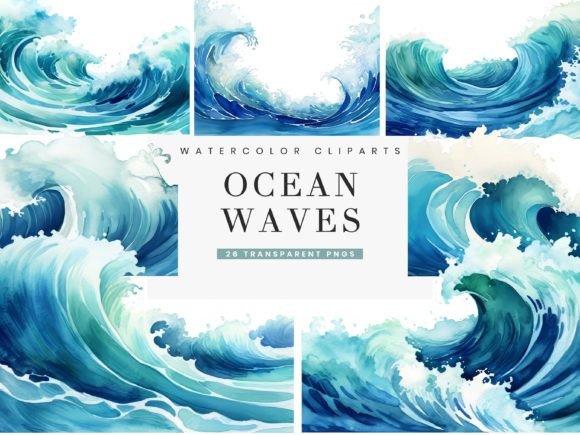 Download Watercolor Ocean Waves Borders Clipart - Premium Resources