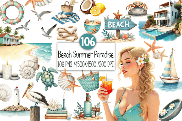 Download Beach Summer Paradise Clipart - Premium Bundle